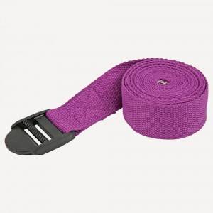 Kolorowy pasek do jogi z poliestru i bawełny z plastikową lub metalową klamrą.