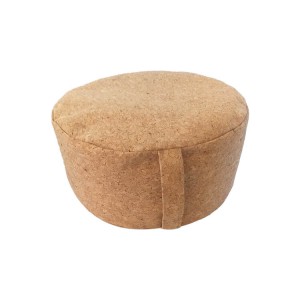 Round Cork fabric Meditation Pillow Bolster Filled with Granulated cork with Carry Handle
