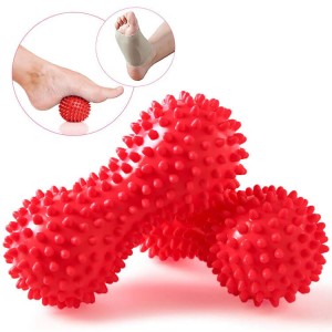 Peanut Massage Ball - Spiky Ball per massaggio alla schiena del tessuto profondo, massaggiatore per i piedi, terapia muscolare dei tessuti profondi su tutto il corpo
