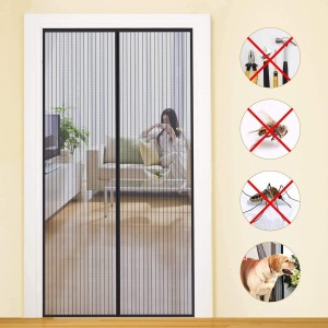 Magnetic screen door curtain fiberglass mesh curtain na may full frame hook&loop