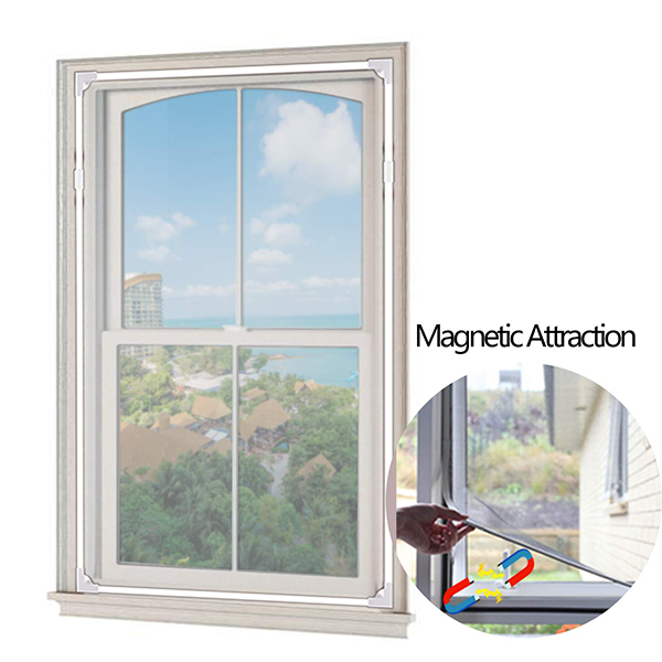 Factory making Polyester Screen With Hook Tape - Adjustable Magnetic Window Screen fit Windows Up to 55″x50″ Removable&Washable with Easy DIY Installation – Crscreen
