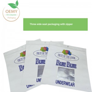High barrier three side sealed bags with AL foil inner layer,with transparent window and zipper