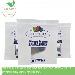 High barrier three side sealed bags with AL foil inner layer,with transparent window and zipper