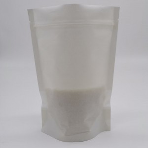 Stand up white craft paper rice packaging bags with window