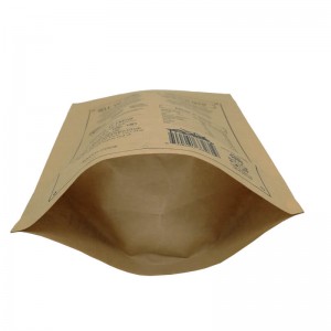 Personalized stand up yellow Kraft paper and PLA packaging bags for nuts