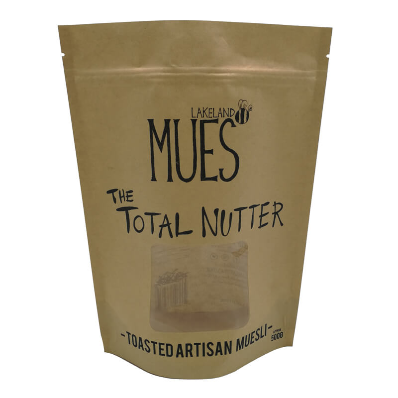 Personalized stand up yellow Kraft paper and PLA packaging bags for nuts Featured Image