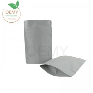 Stand up pouch with child resistant zipper, that made of fully biodegradable packaging bags.