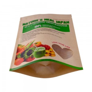 Biodegradable stand up dried fruit packaging bags with transparent heart window