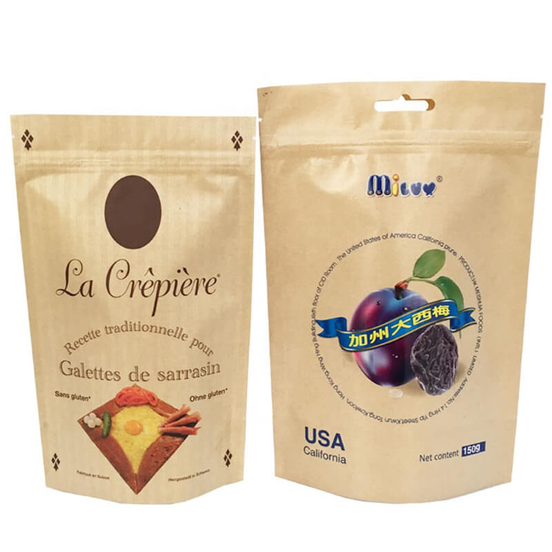 Brown craft paper dried fruit packing bags with two different side (3)