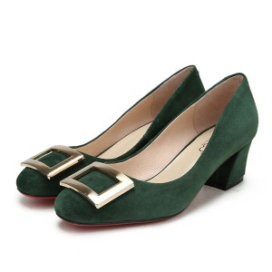 Best Sellers Round Toe Green Suede Shoes For Women