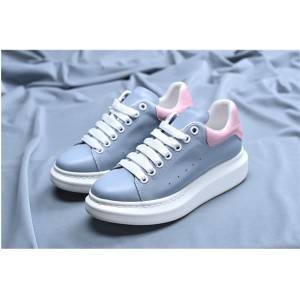 Women Blue Sheepskin Upper Sneakers Shoes With White Outsole