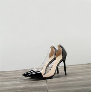 Dropship Women Black Transparent Plastic High Heels