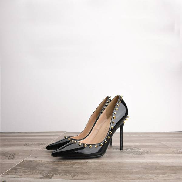 Drop Shipping Amazon Women Rivets Stiletto Heels Black Featured Image