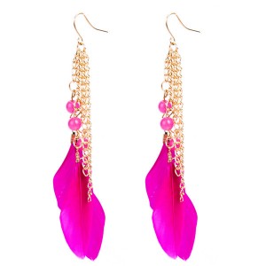 Wholesale Europe And The United States Brand Earrings Women Pink Feather Earrings