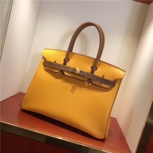 OEM Epsom Leather Purses Handbags Lady Yellow Palm print Bags Handbag 30cm 35cm