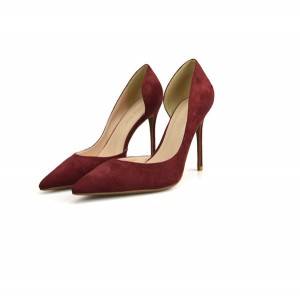 Dark Red Suede Pumps Size 32 To Size 46 Big Yard Shoes Women