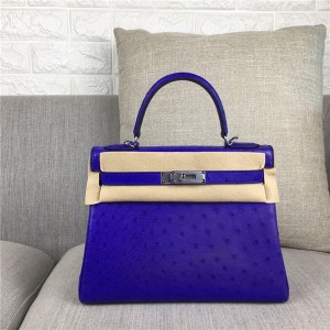 High Quality Fashion Violet Ostrich Leather Fashion Brand Bags 28cm 32cm