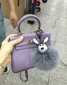 Wholesale Bag Hanging Accessory Fashion Grey Rabbit Fur Bags Accessory