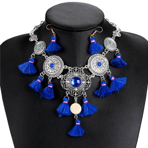 Most popular blue tassel necklace Europe and th...