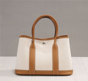 High Quality Women Canvas Bag Designer Garden Party Bag With Brown Handle
