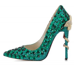 Women Exquisite Green Rhinestone Stiletto Shoes