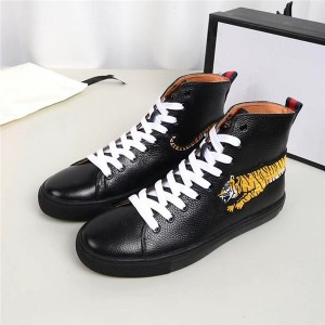 Most Popular Black Leather Lace Up Male Ankle Boots