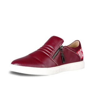 Wine Red Cowhide Slip-On Loafers Shoes