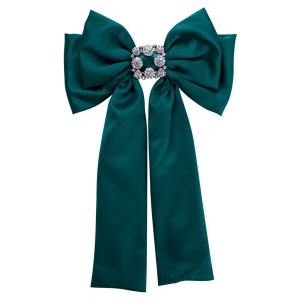 Nice Quality Famous Brand Silk Bow Boutonniere Women Black Multi-Layer Ribbon Corsage Diamond-Studded Brooch
