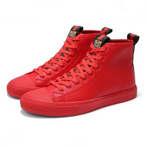 Tiger Embroidery Red Microfiber Leather Trainer...