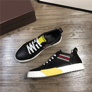 Newest Italian Sneakers White Cowhide Leather Sport Shoes With Black Shoes Lace