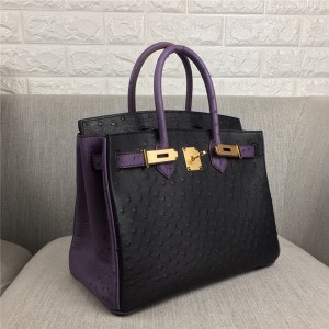 High Quality Fashion Pink Ostrich Leather Tote Bags 30cm 35cm