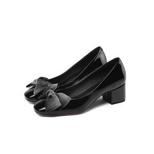 England Style Ladies Black Low-Heel Big Sole Shoes