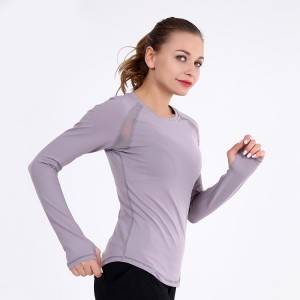 Dame Yoga Gym Sports Top Compression Workout Atletisk langærmet shirt