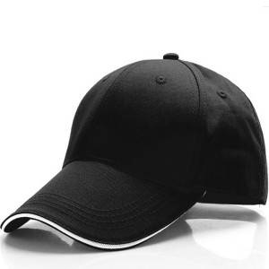 6 panel baseball cap with sandwich visor and buckle ring at back