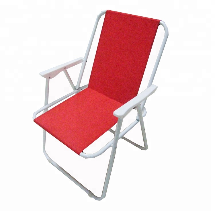 folding beach chair with pp plastic armrest