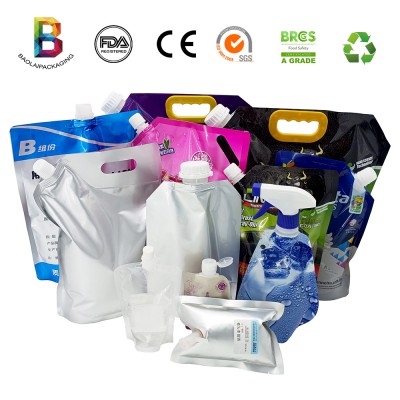Customized Anti-Corrosion Leak-Proof Stand up Pouch Type Aluminum Foil Plastic Spout Bag for Washing Liquid Hand Sanitizer Liquid Soap Paint Cosmetics