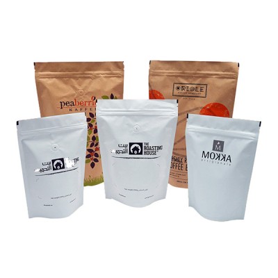 Stand up bag with zipper for coffee packaging bag with valve