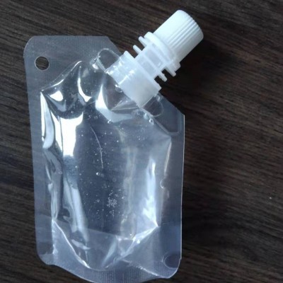 Polymer bag for hand sanitizers packing transparent foil bag bag flip cap pouch plastic degradable packing stand up spout pouch for shampoo