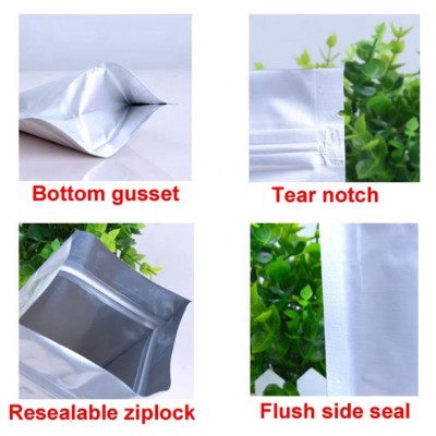 Food Grade Ziplock Resealable Stand Up Pouches Aluminium Foil Reusable Packaging Bags for Salt, Sugar,Spice, Chili or other flavouring