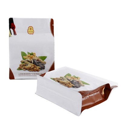 Flat bottom packaging Snack bag with zipper Compostable packaging bag