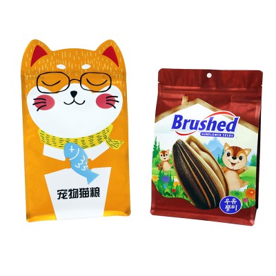 Custom Flat Bottom Zipper Seal Plastic Packaging Bag for Pet Food Tea Coffee Nuts Dried Fruit Feed Fertilizer