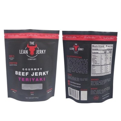 Custom Size Full Color Printed Beef Jerky Doypack Stand Up Pouch With Zipper