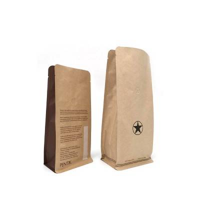 Paper coffee bag flat bottom zipper pouch compostable bag custom fit cassava bags