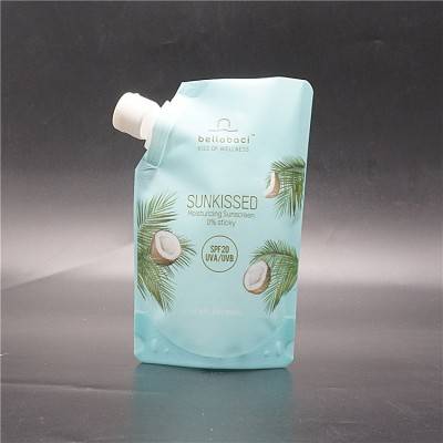 Pasadyang naka-print na likidong shampoo packaging bag na may spout pouch na kemikal na pouch doypack.