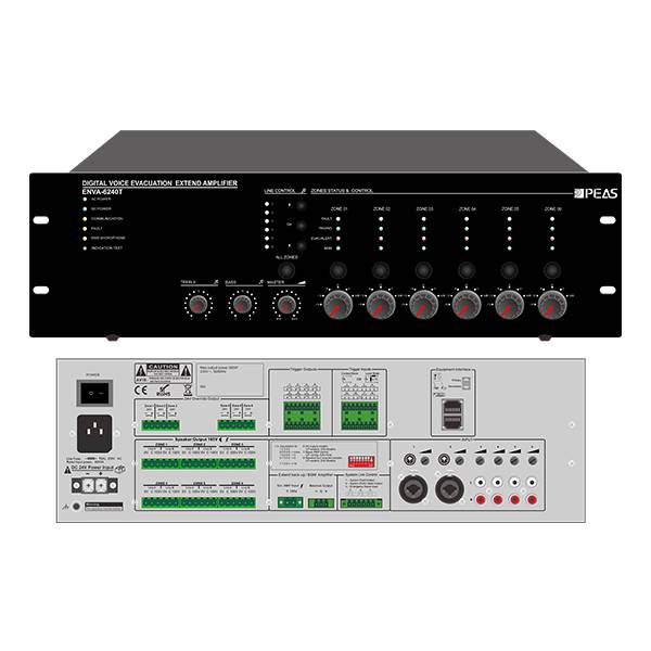 High Performance Amplifier Mixer - ENVA-6240T 240W 6 Zones Voice Evacuation System Extender  – Q&S