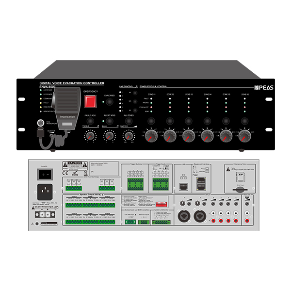 ENVA-6500-ENVA-6500 500W 6 Zones Voice Evacuation System Host