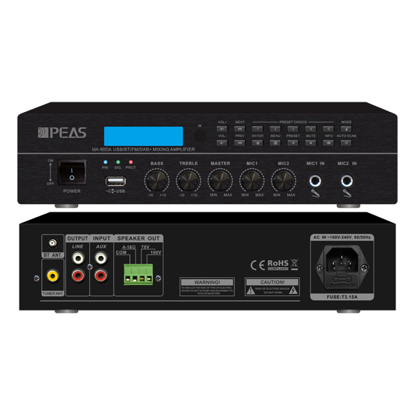 MA-60DA 60W Digital Mixing Amplifier with FM/RDS/DAB/DAB+