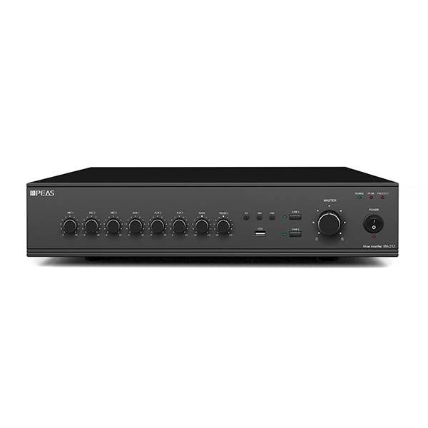 MA212-120W 2 zones mixer amplifier with USB:3MIC:3AUX-Front