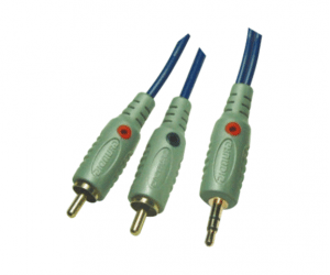 PH7-1155 DUAL COLOUR MOULDED  3.5MM STEREO PLUG TO 2RCA PLUGS AUDIO  INTERCONNECT  CABLE