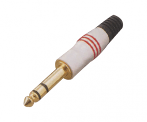 PH7-2055 6.3MM STEREO PLUG, WHITE HOUSING GOLD PLATED, COLOR: BALCK,RED OD: 4~6MM